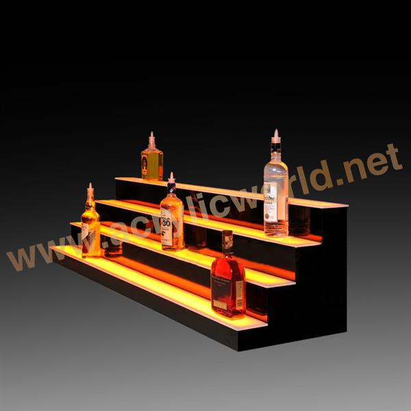 LED BAR SHELVES, Four Steps, Lighted Bar Shelf, Liquor Bottle Display Rack